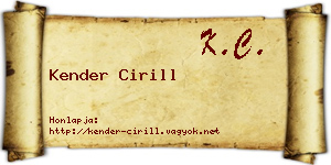 Kender Cirill névjegykártya